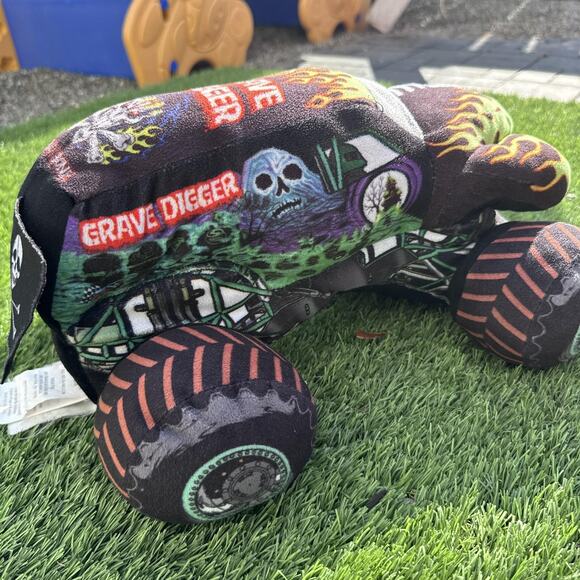 Monster Jam Grave Digger Plush Truck Pillow Toy Jay Franco 12" 2020 Collectible - Picture 7 of 11